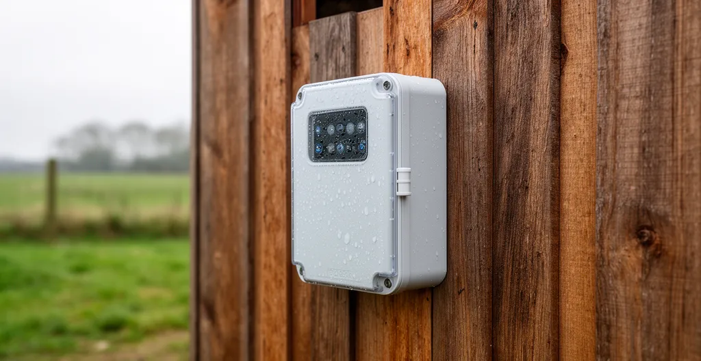 Boîtier électronique étanche de portier poulailler avec gouttes de rosée